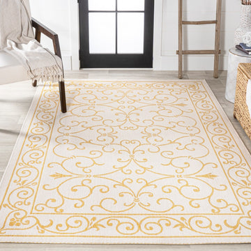 Charleston Vintage Filigree Textured Weave Indoor/outdoor Area Rug
